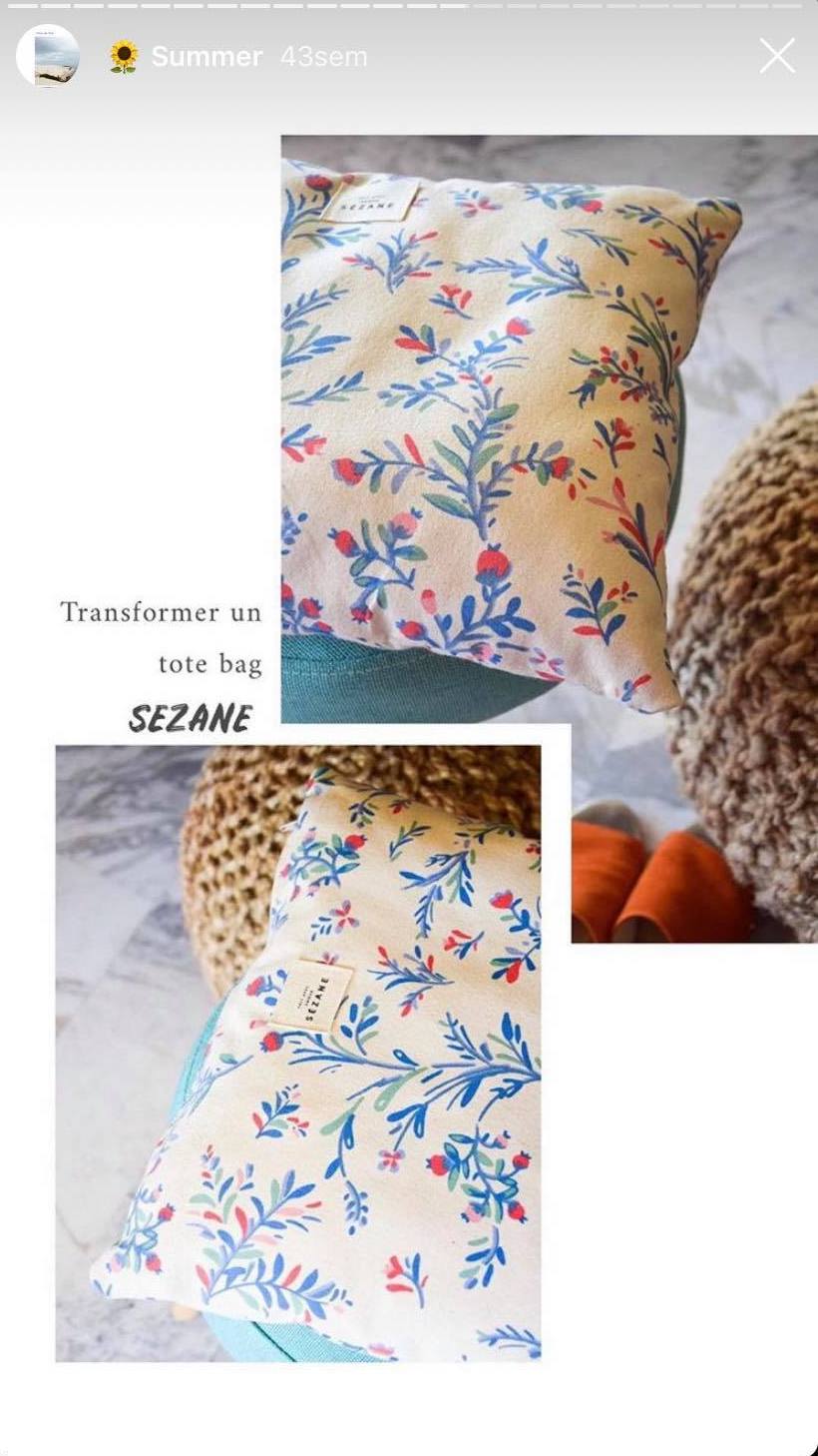tote-bag-sézane-transformé-coussin-Bon-magasinage-Montreal